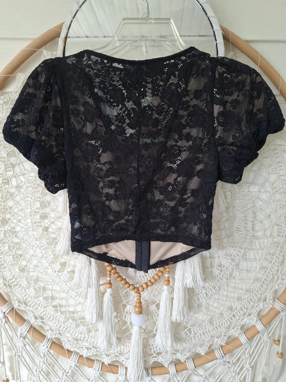 Lulus Sultry Black Lace Corset Crop Top Size Small - Picture 5 of 5